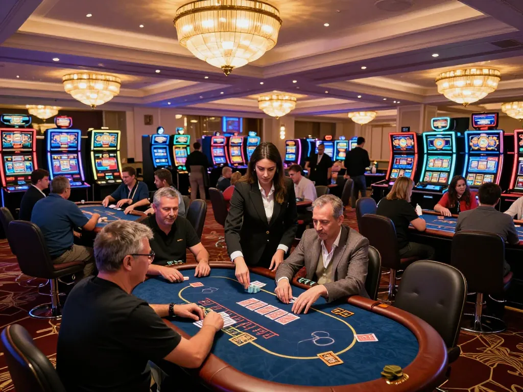 Players engaging in intense poker gameplay at a vibrant casino showcasing ytr88 excitement and strategy.