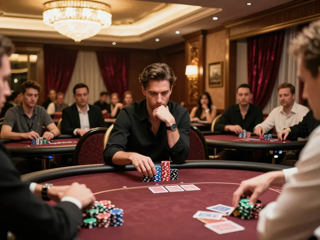 Players engaging in a high-stakes poker game at 789 Club casino with colorful chips and cards in play