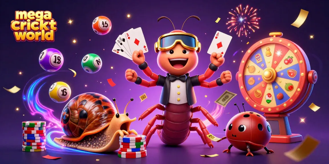 Experience thrilling bets with mega cricket world in a vibrant gambling scene featuring playful characters and dynamic game elements.