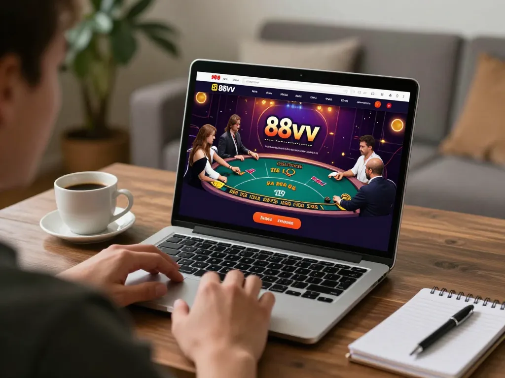 Player engaging with the 88vv online casino app, showcasing live dealer gameplay and betting excitement.
