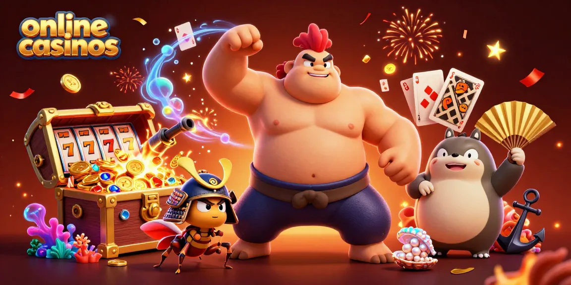 Experience exciting features of online casinos with a dynamic 3D scene of themed characters and game elements.