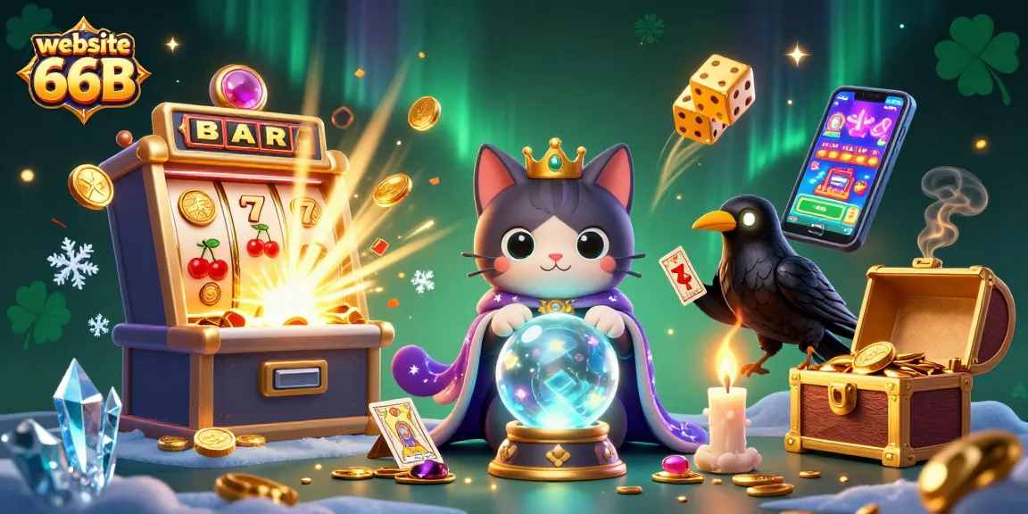 Engage with the exciting world of website 66B through vibrant casino elements and mystic characters.
