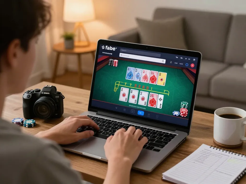 Engaging player using fabet online platform for a live dealer blackjack game.