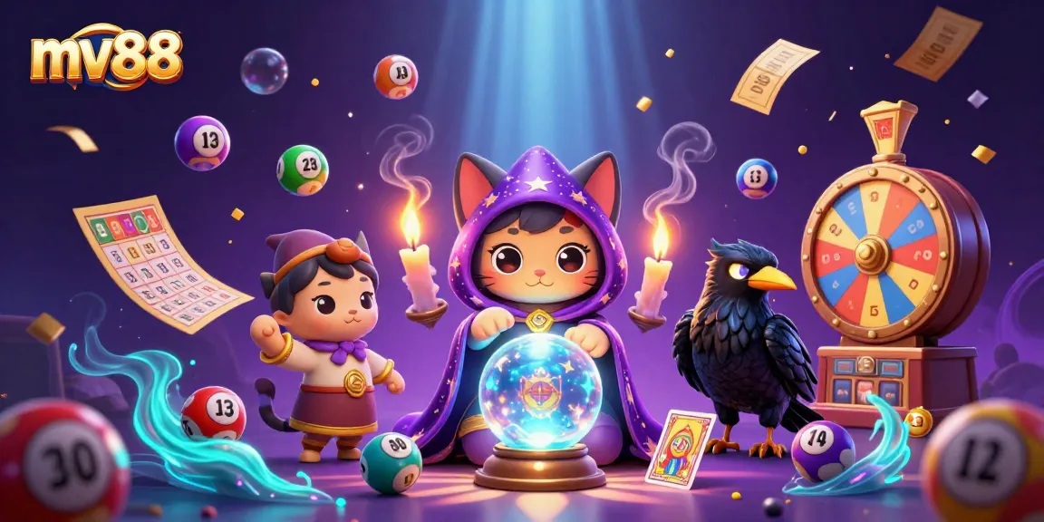 Experience thrilling moments with mv88 as the fortune teller cat and raven interact dynamically amidst casino elements.