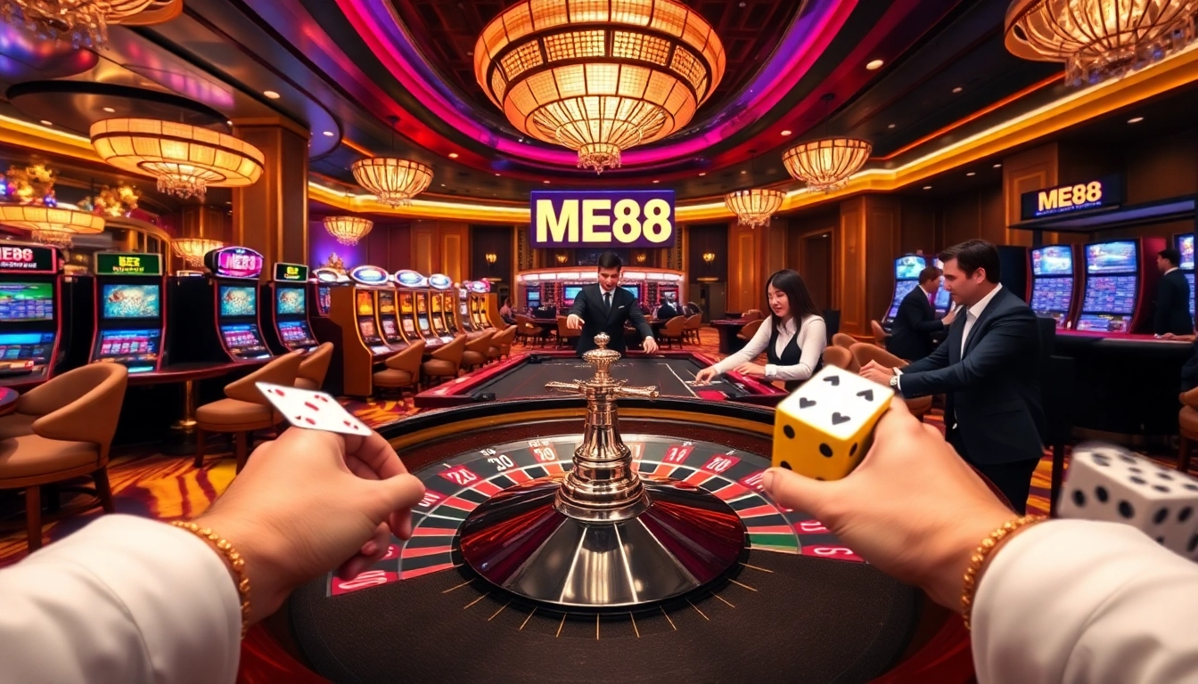 Experience the excitement of ME88 with vibrant casino games and engaging players in action.