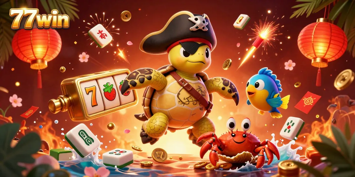 Experience the thrill of 77win with a vibrant 3D casino adventure showcasing exciting game elements.