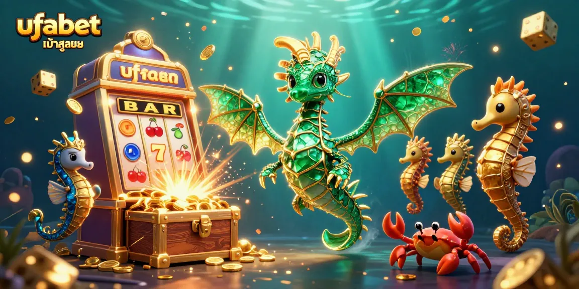Engage with ufabet เข้าสู่ระบบ through a vibrant casino-themed underwater scene featuring treasure and animated game elements.