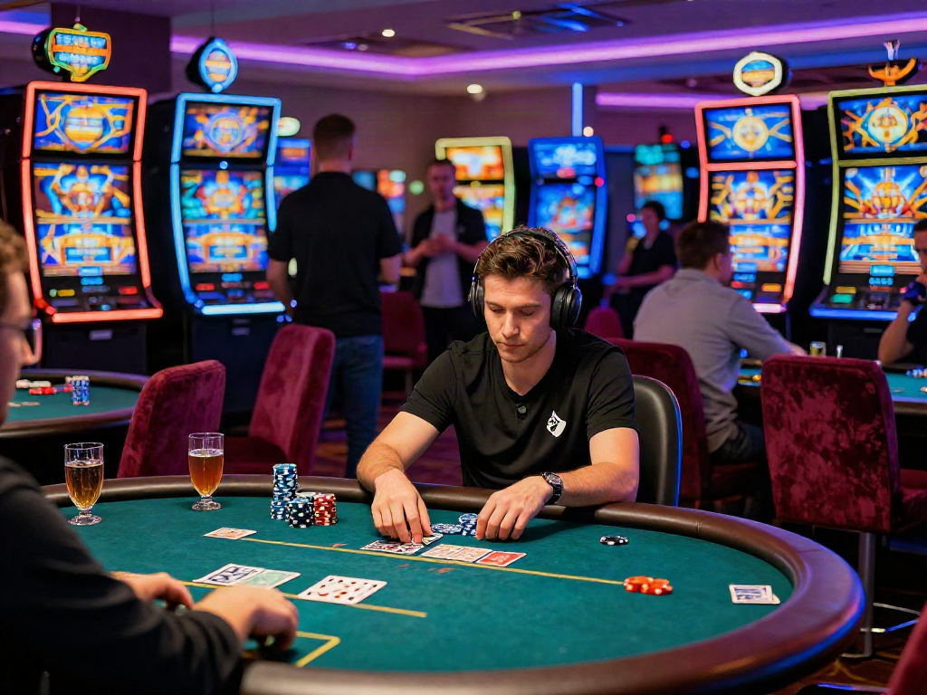 Exciting slot gacor gaming scene in a vibrant casino with players engaged.