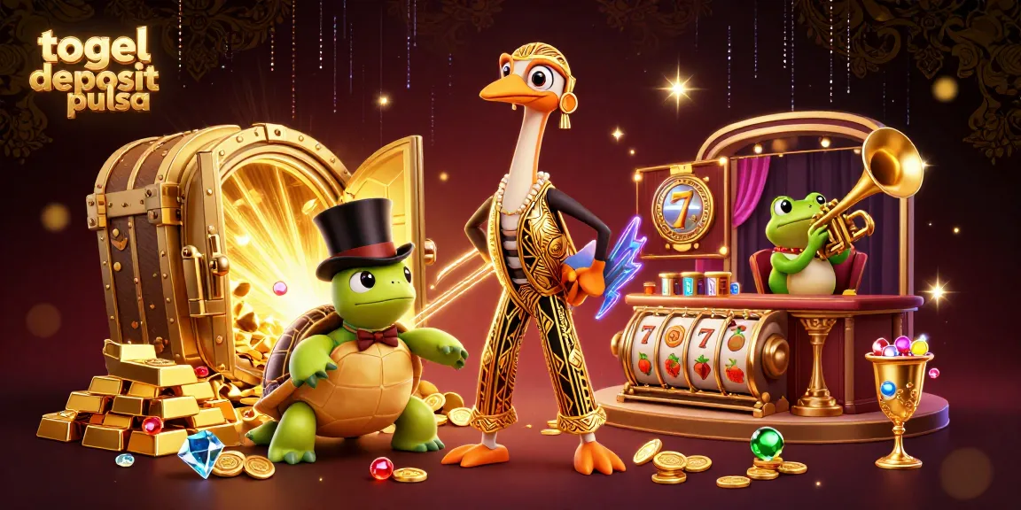 Experience thrilling gameplay with togel deposit pulsa and vibrant casino elements in 3D cartoon style.