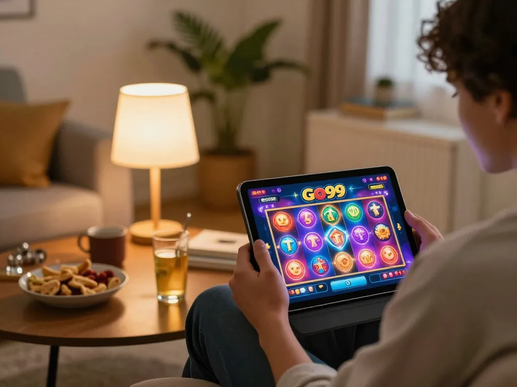 Enjoying immersive slot games on Go99 in a cozy home setting