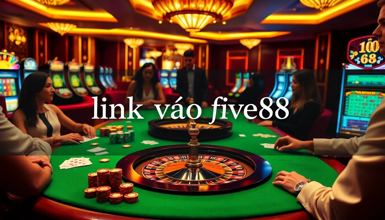 Excitement at the casino table with "link vào five88" providing access to thrilling online gambling opportunities.
