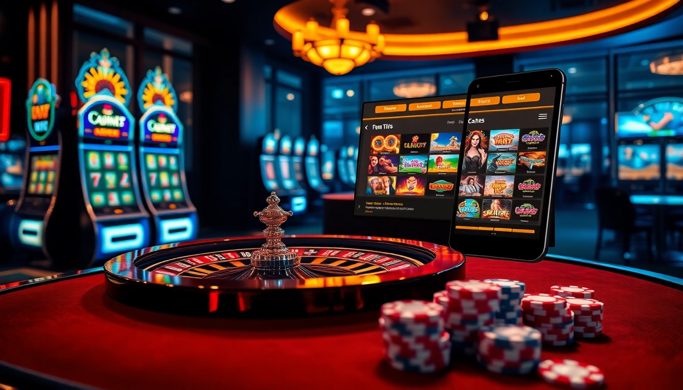 Experience the excitement of the 777PUB online site with vibrant slot machines and a roulette table.