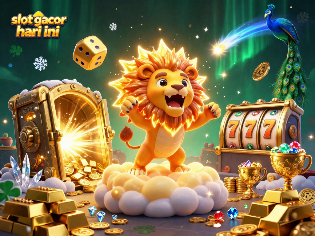 Win big with slot gacor hari ini, featuring vibrant 3D art of slots and treasures galore!