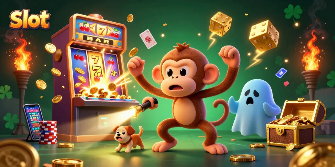 Menangkan slot dengan beragam permainan menarik di kasino, ditunjukkan oleh karakter lucu.