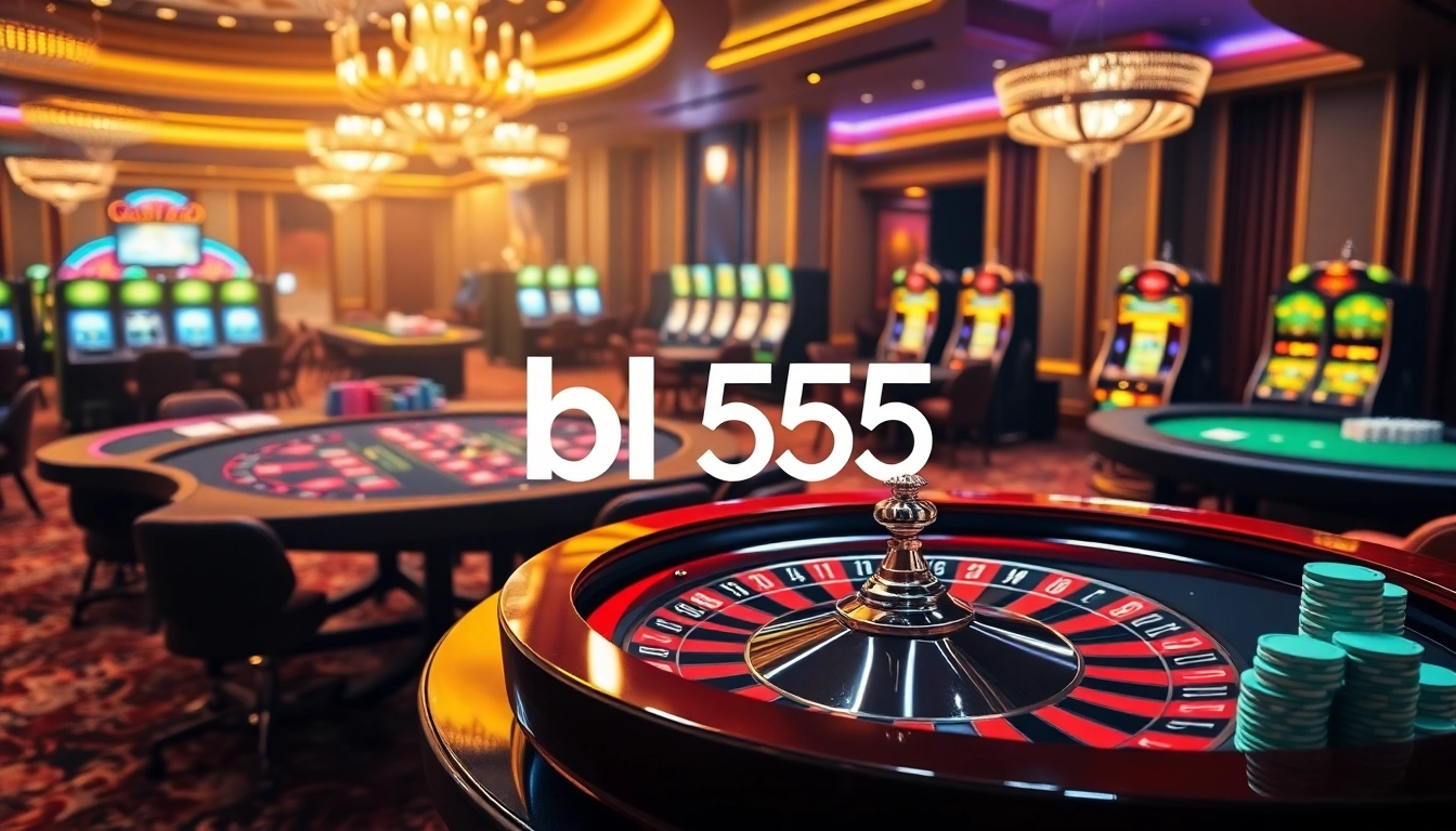 Play winning strategies at BL555 with vibrant casino tables and roulette wheels.