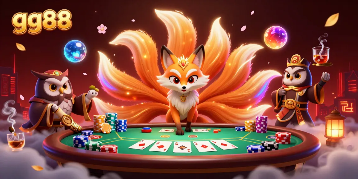Join the gaming fun at gg88, with vibrant characters and dynamic poker elements for an exciting casino experience.