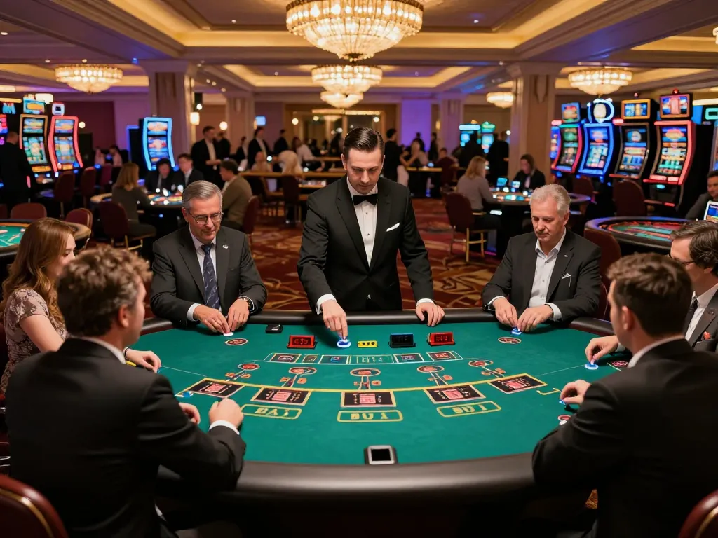 Engaged players placing bets at gg88 com live casino table, featuring vibrant atmosphere and professional dealer.