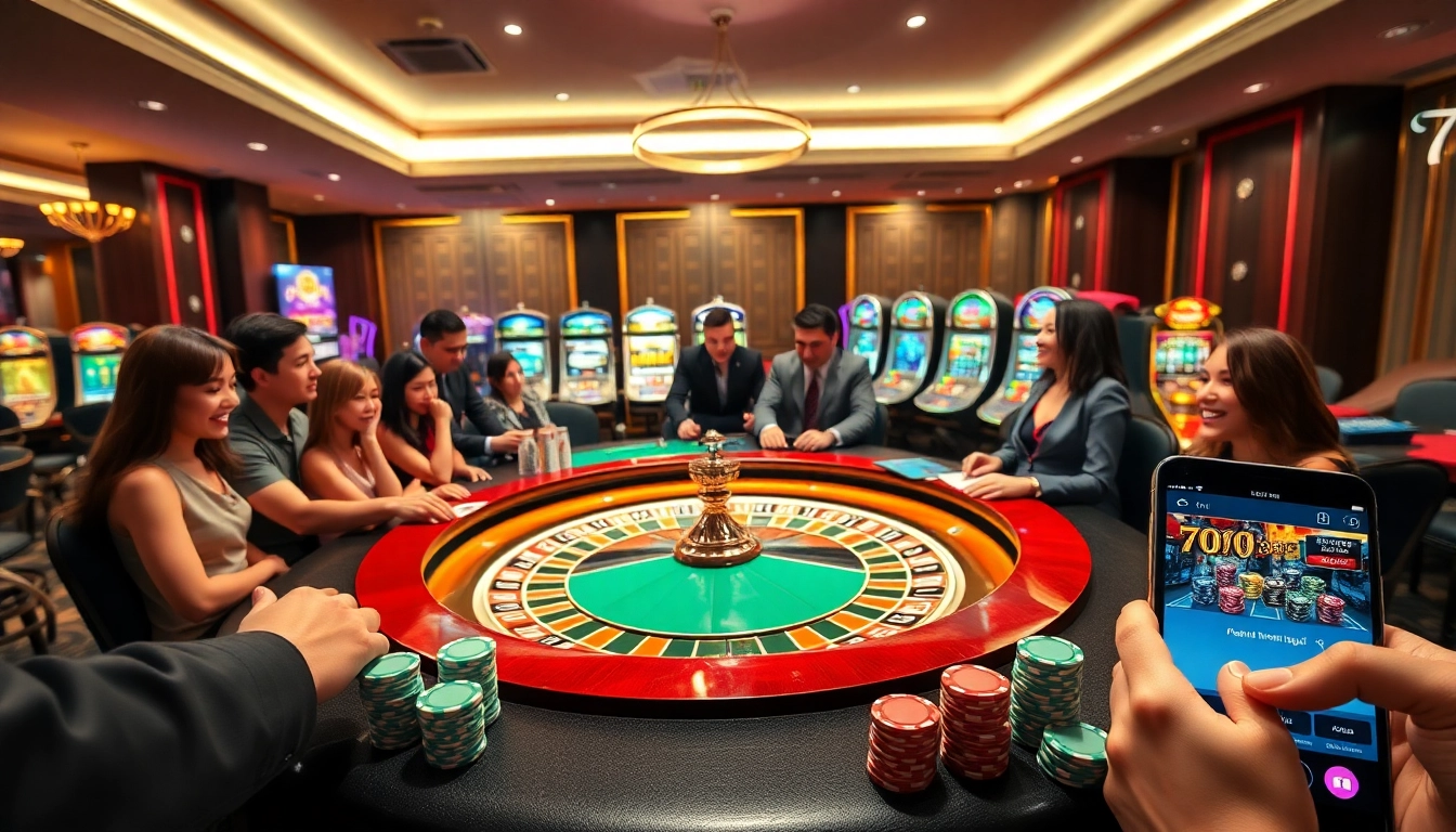 Engaging scene of players enjoying their time at 789P's vibrant casino table.