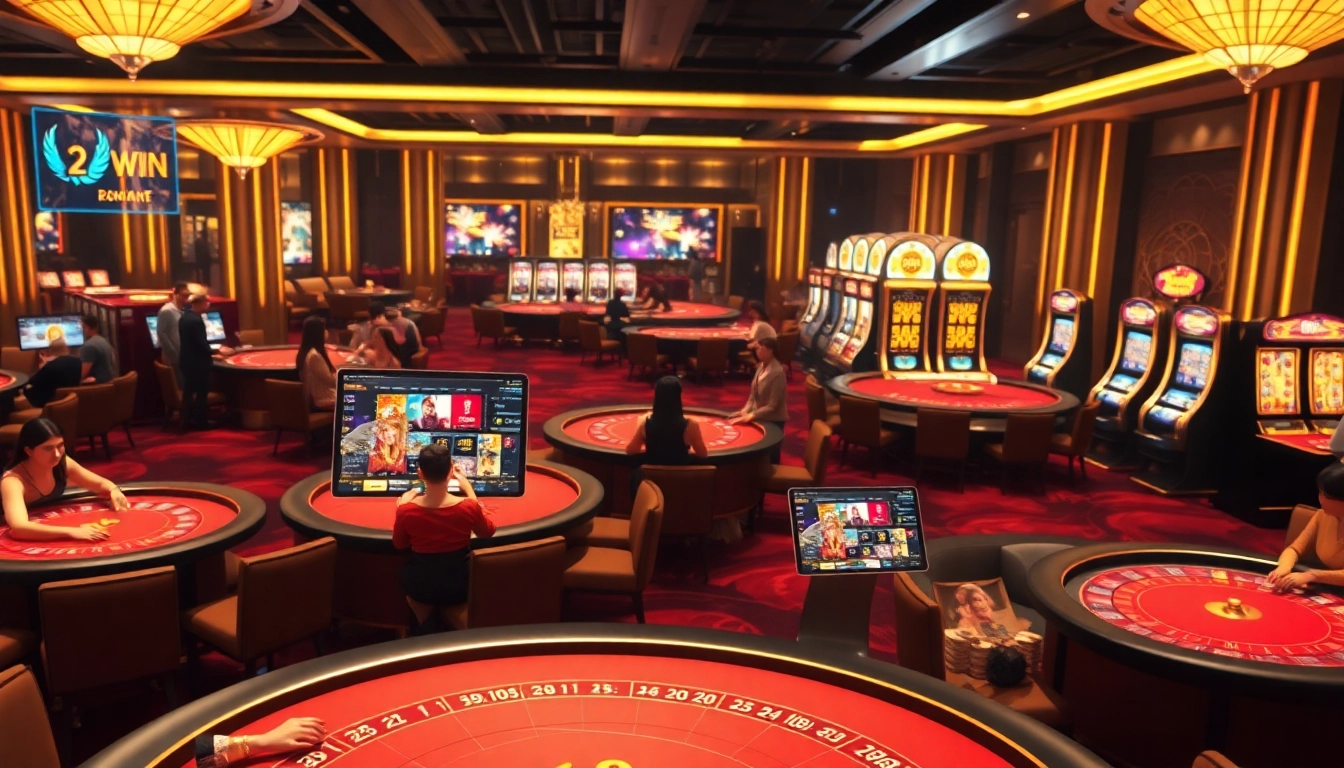 Experience the excitement of 23win's upscale casino environment featuring thrilling games and luxurious settings.