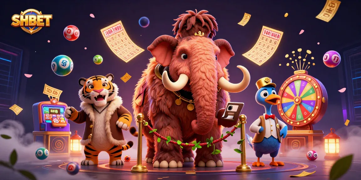 Experience excitement at SHBET with a 3D illustration featuring a mammoth bouncer, tiger VIP, and dodo doorman.
