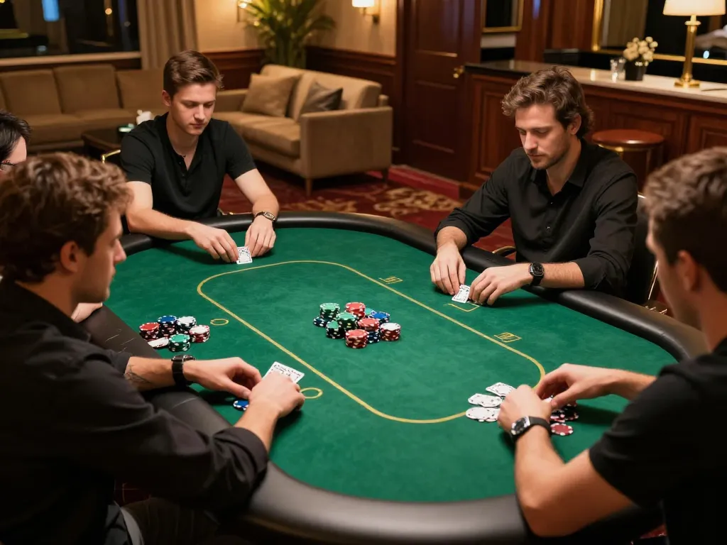 Placing bets in an engaging game at trang chủ 789win's poker table, showcasing strategic gameplay.
