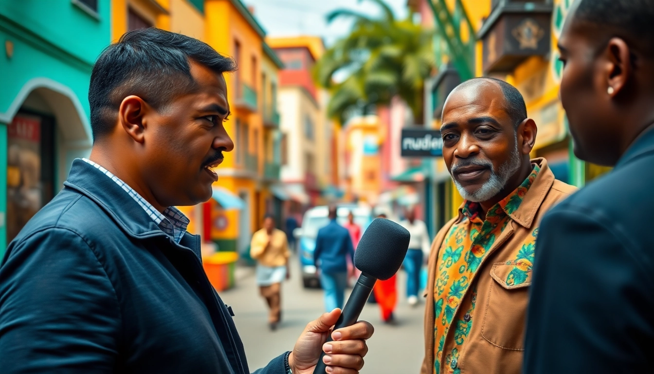 A vibrant scene depicting Africa igaming news reported by a journalist in a bustling city.