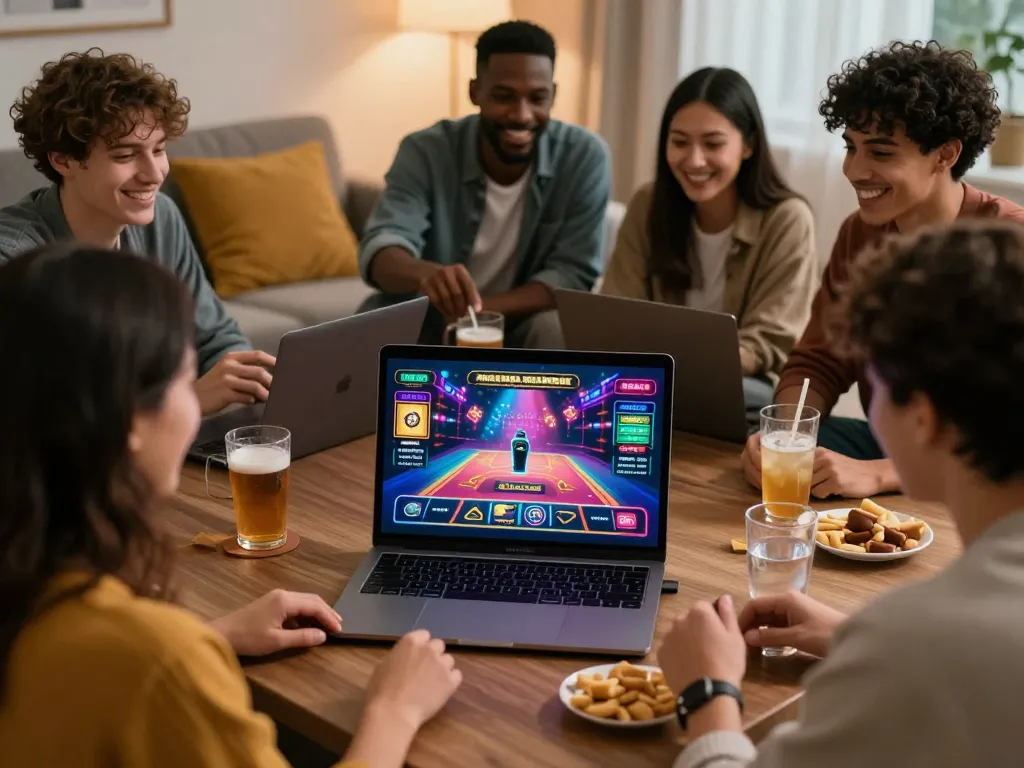Exciting online gambling experience with friends engaging in nhà cái nk88 betting.