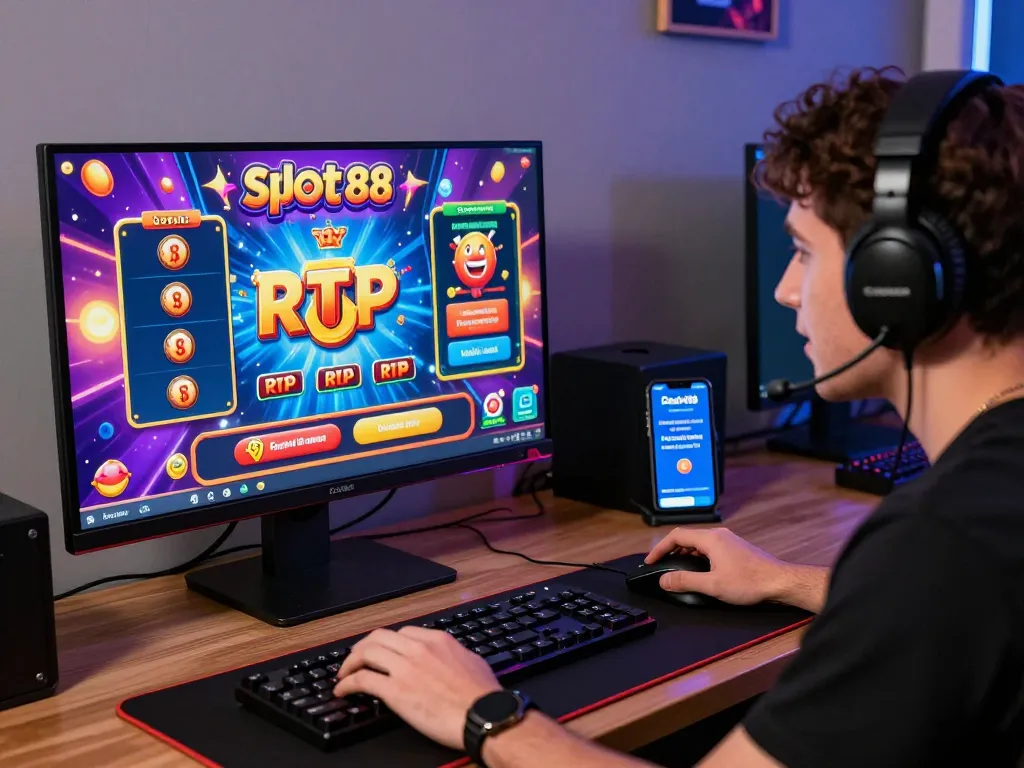 Engaged player enjoying Dash88 Slot88 online gaming experience with vibrant graphics and live chat support.