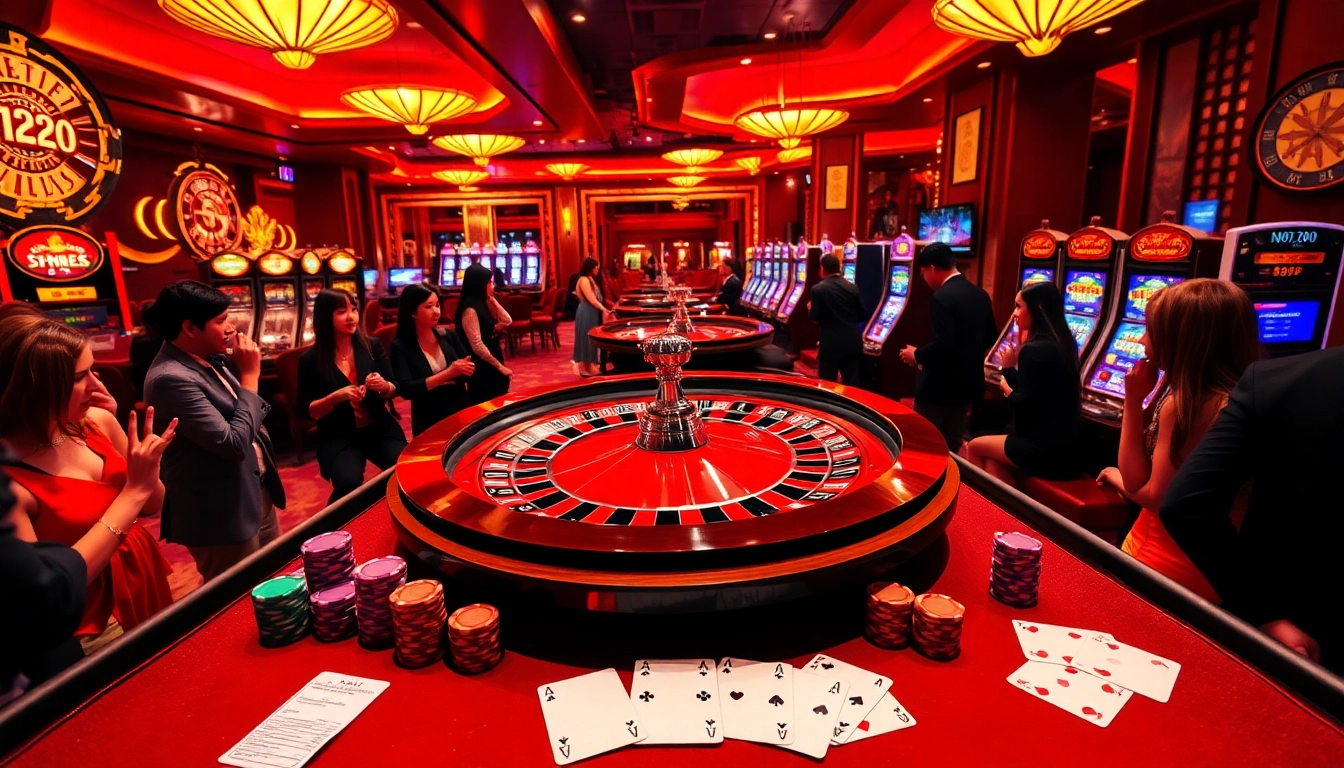 Engaging casino scene showcasing the excitement of Pengeluaran Macau with players and vibrant betting elements.