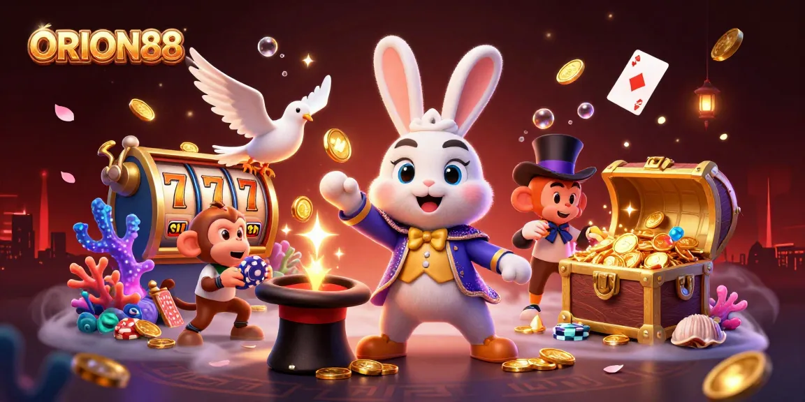 Play ORION88 and win with exciting slots, magical coins, and vibrant casino elements.