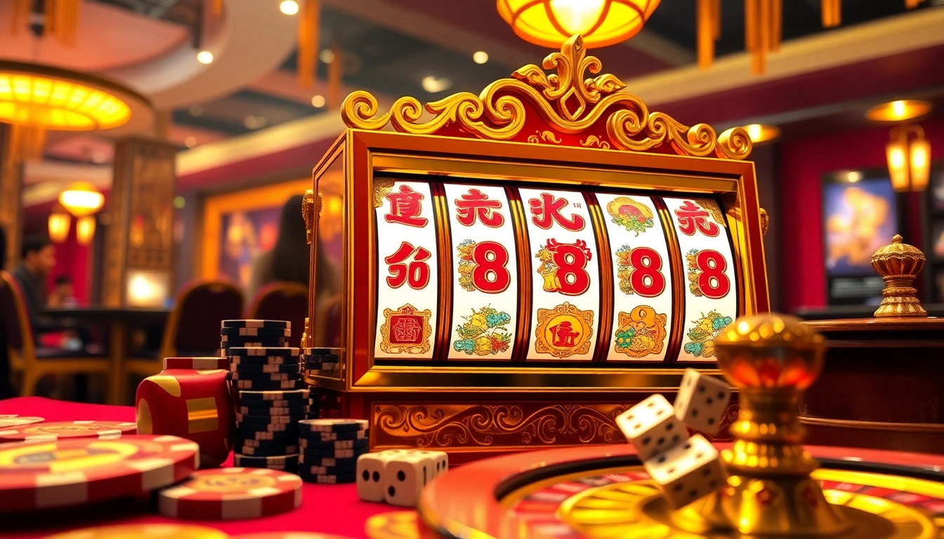 Win big on the lucky88 game slot machine in a luxurious casino setting.