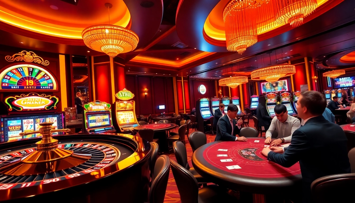 Kiss888 casino players enjoying thrilling games at roulette and poker tables.