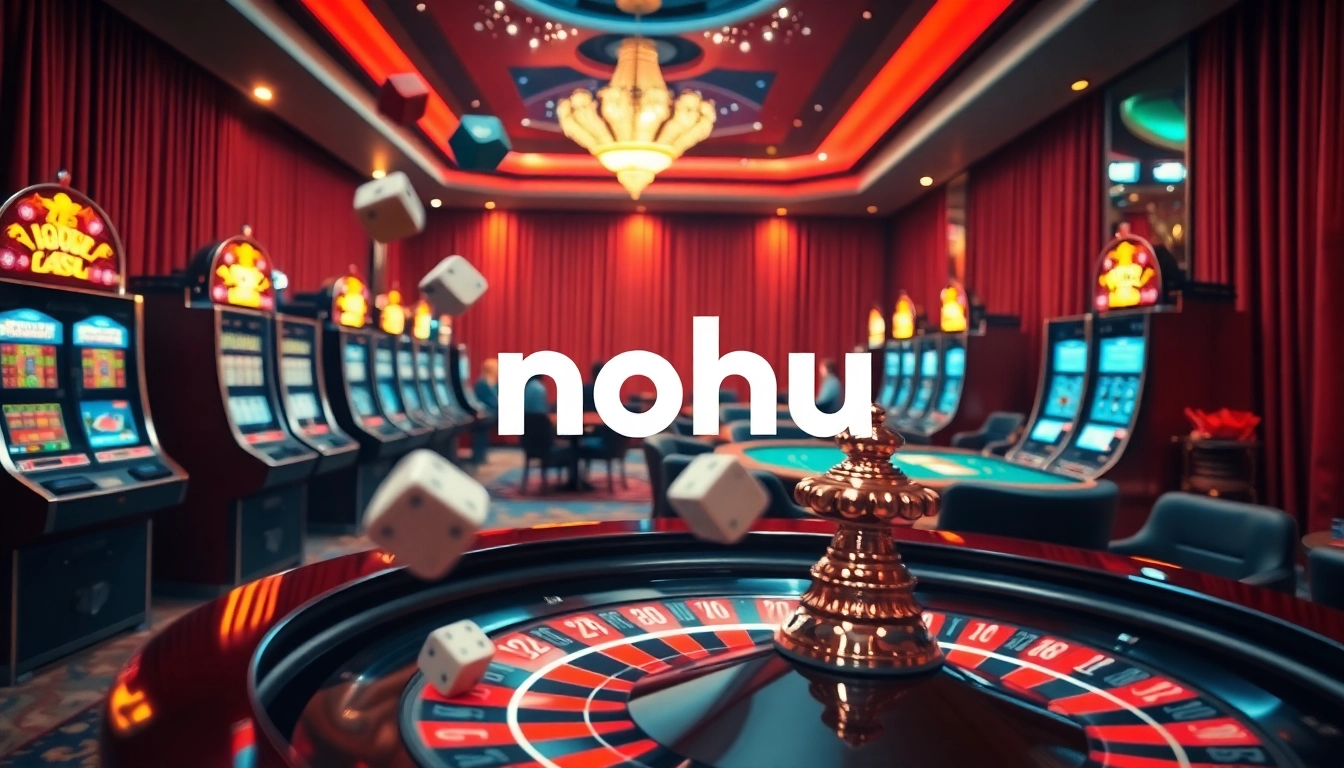Experience high-stakes action at the casino with vibrant nohu-themed poker chips and roulette excitement.