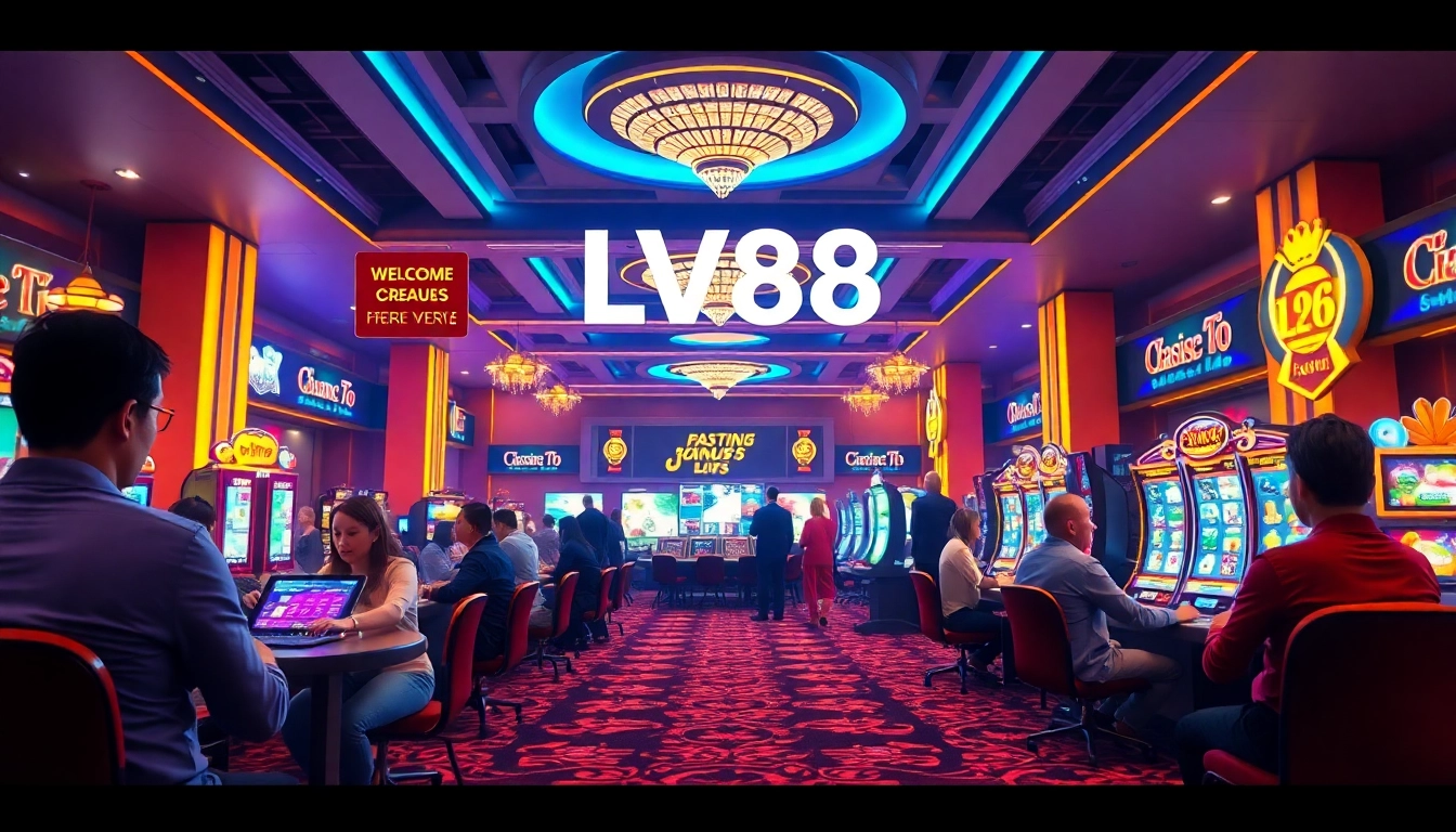 Exciting LV88 online casino environment showcasing vibrant gaming and fast payment options.