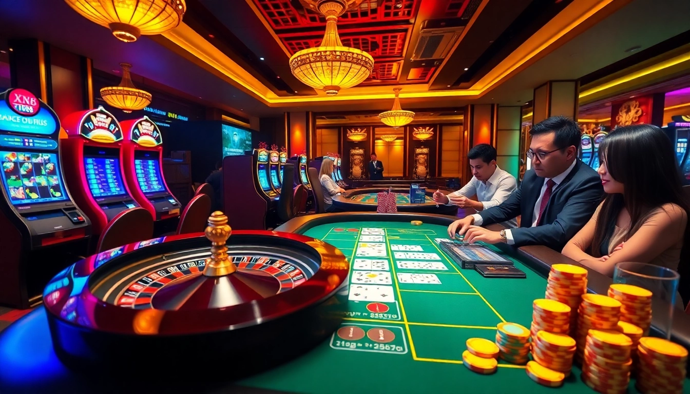 Experience the excitement of Xin88 casino with vibrant gaming tables and thrilling slot machines.