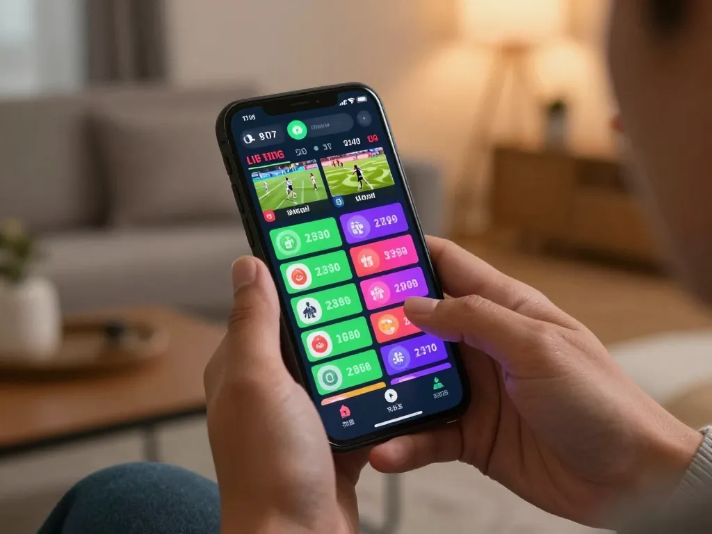 Dewatogel Link Alternatif Login Terbaru displayed on a smartphone during a live sports betting session, showcasing user engagement with dynamic odds.