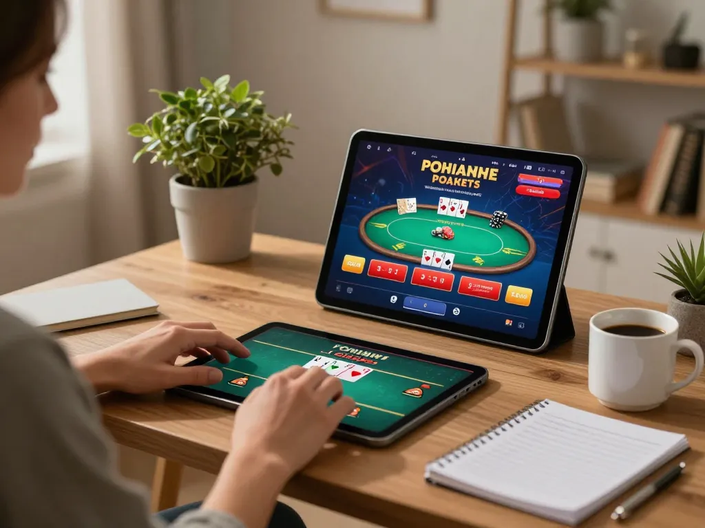 Toto8 link alternatif displayed on tablet screen during a cozy online poker game session