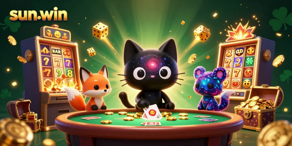 Experience wins at sun-win with a captivating cosmic casino scene filled with vibrant game elements.