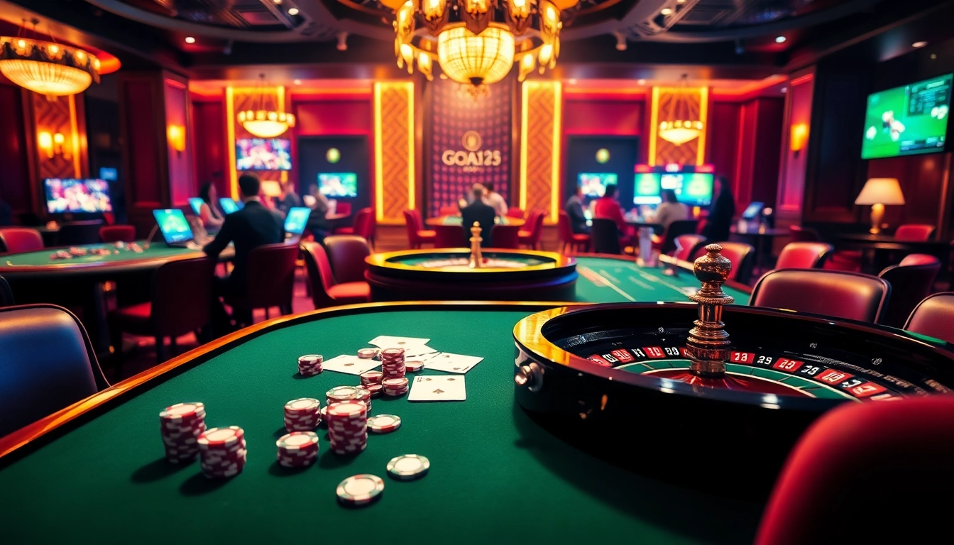 Players enjoying exciting games at Goal123 casino with vibrant table setups and engaging interactions.