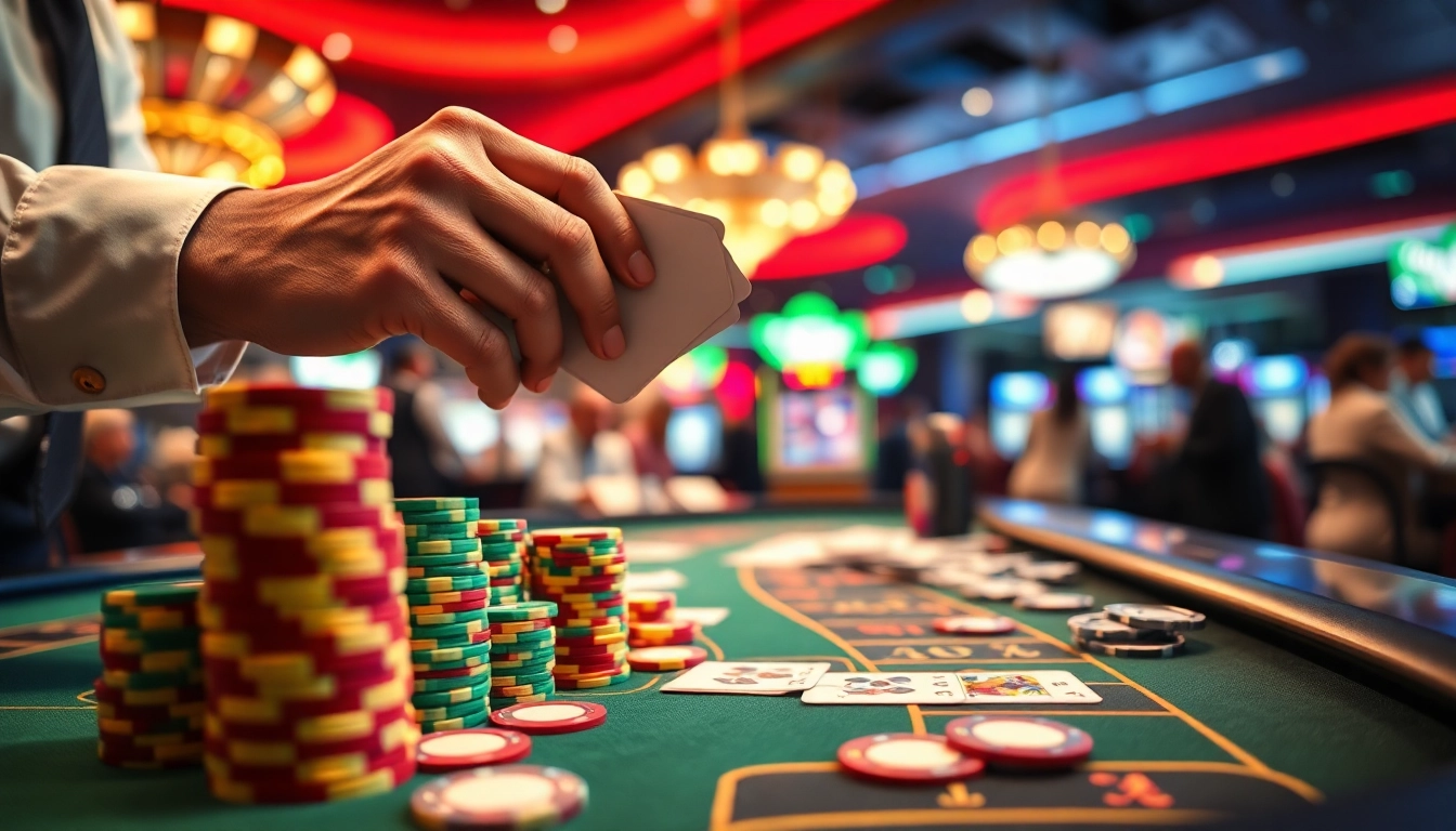 5777 bet app-এর সাথে ক্যাসিনো গেমের উজ্জ্বল পরিবেশ ও চিপস।