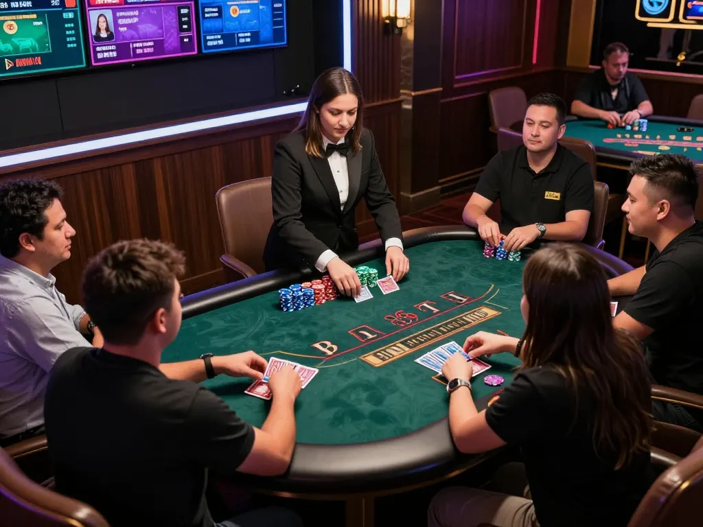 RIKVIP players engaging in live blackjack game with high stakes and professional dealer action.