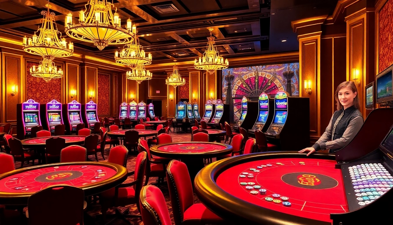 E2bet casino featuring vibrant gaming tables, luxurious décor, and thrilling action.
