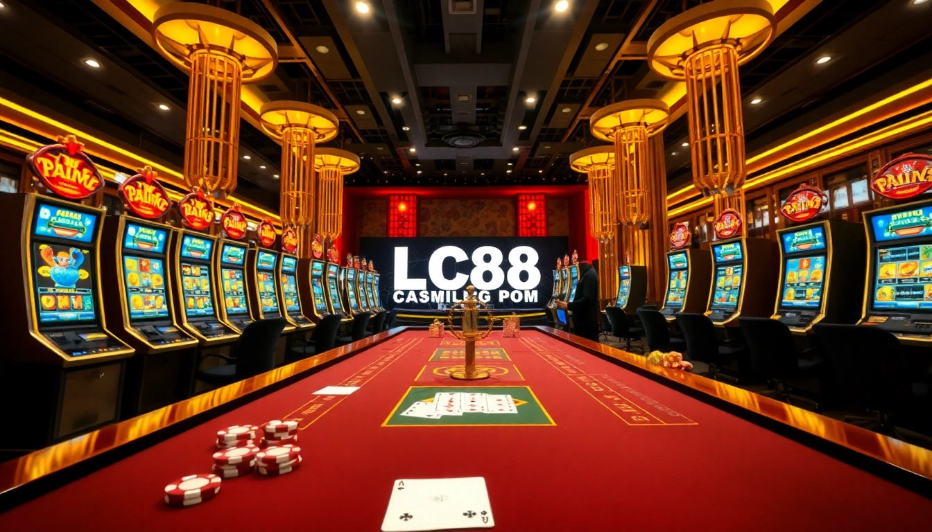 LC88 betting action on a vibrant casino table with chips and cards