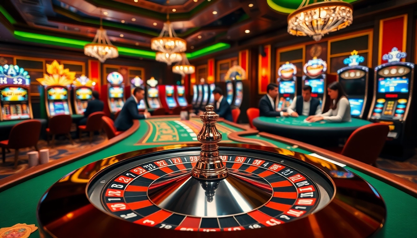 Experience the thrill of the B52 CLUB with lively casino tables and vibrant gaming action.