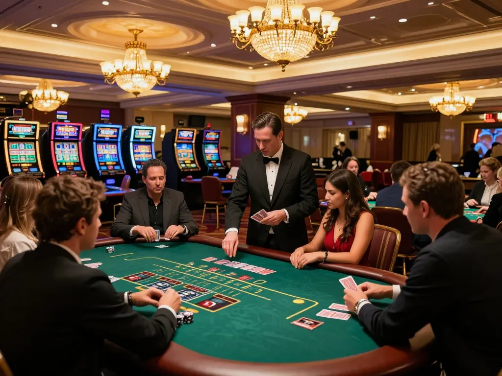 Player engaging in a dynamic blackjack game at LV88 casino, showcasing strategic betting and vibrant casino atmosphere.