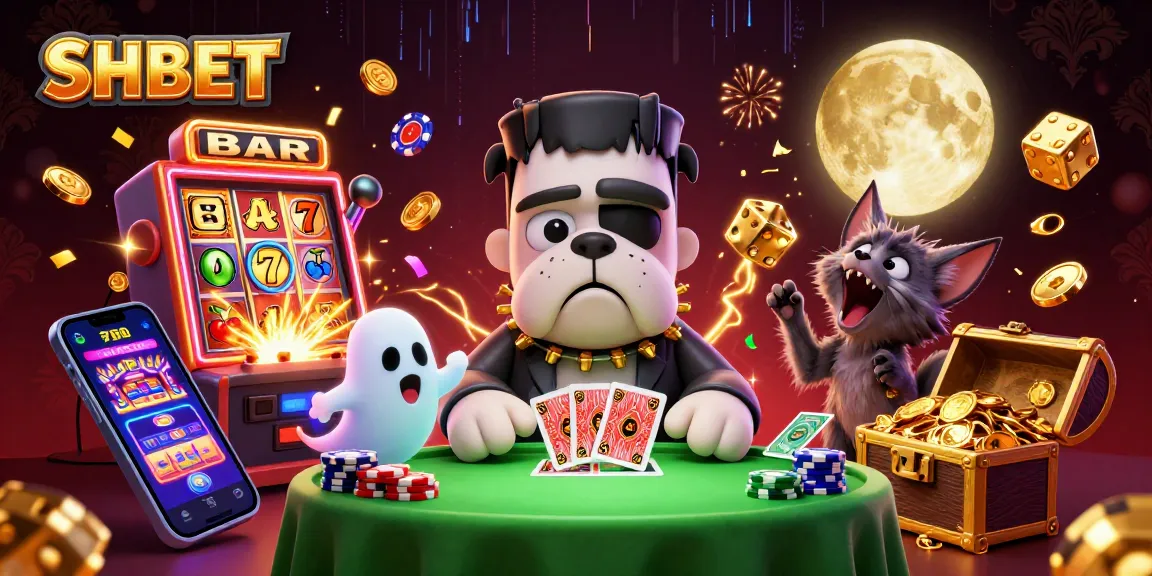 Experience SHBET's thrilling casino atmosphere featuring a captivating 3D cartoon scene with lively characters.