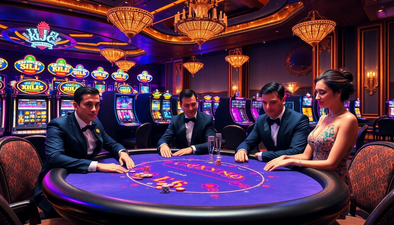 KJC players enjoying an engaging blackjack game in a luxurious casino setting.
