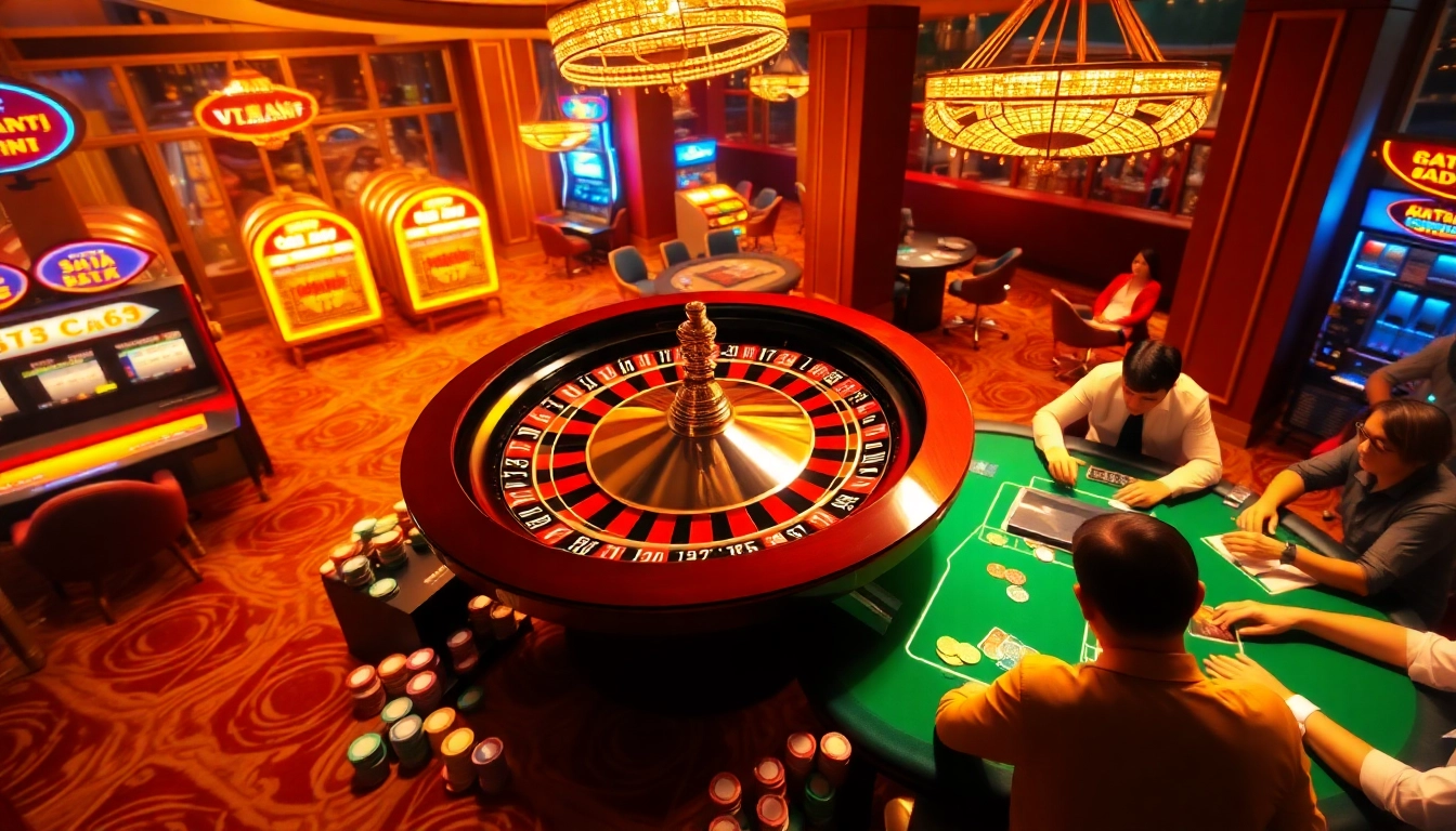 Experience the thrill of lô đề uy tín with players engaging at a luxurious casino table, showcasing excitement and professionalism.