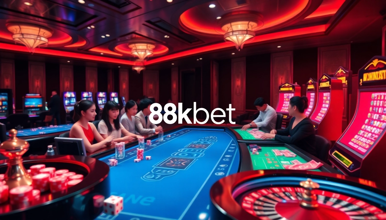 Experience the vibrant gaming atmosphere of 8kbet with players enjoying engaged casino games.