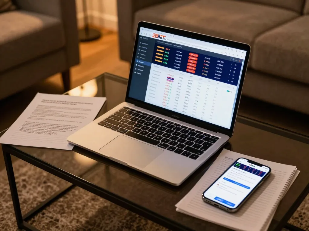 Engaging online gaming setup with 28Bet app showing betting strategies and friendly atmosphere